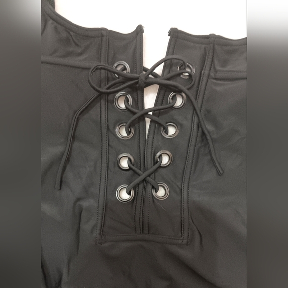 Perfect Sculpt Black Lace Up One Piece Swimsuit XL 1X - Picture 2 of 12